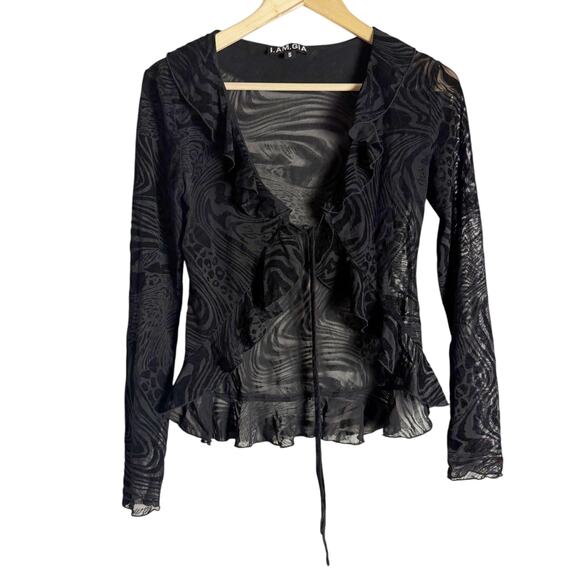 I.AM.GIA Annihya Pant Amina Top Black Animal Print Burnout Sexy 2 Piece Set S - Picture 4 of 16